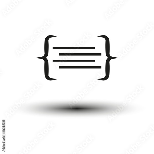 Coding brackets icon with lines of code. Software development and programming symbol. Clean and modern coding concept. Vector illustration. EPS 10.