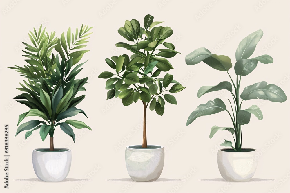 Three Different Potted Plants Three Different Potted Plants