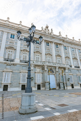 Front of royal palace in Madrid, Spain.