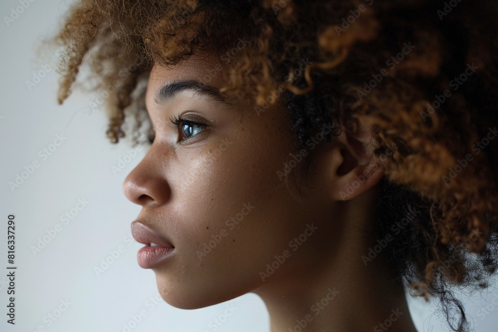 Portrait of a Young Woman with Curly Hair