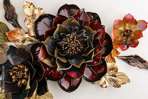 Obraz na płótnie Artistic Floral Arrangement with Gold Foil Accents w salonie