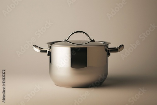 Obraz na płótnie Modern Stainless Steel Cookware with Black Handle w salonie