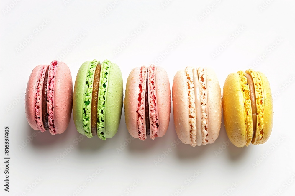 Colorful Macarons Displayed in a Row