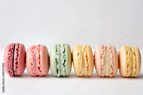 Obraz na płótnie Assortment of Colorful Macarons with White Background w salonie