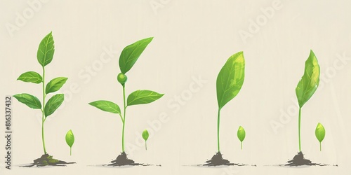 Obraz na płótnie Progression of Plant Growth from Seed to Flower w salonie