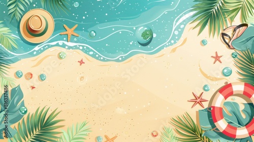 A banner displaying a top-down perspective of the sea and beach elements.