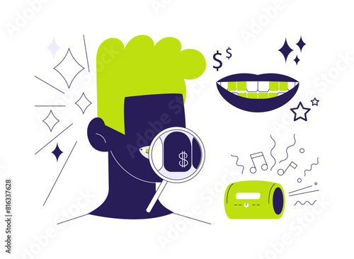 Grillz teeth abstract concept vector illustration.