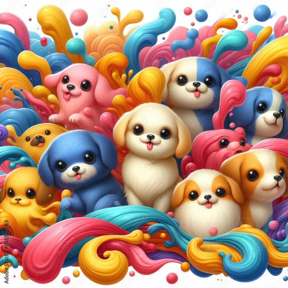 Obraz premium Puppy Joy: Cute Oil Painted Background