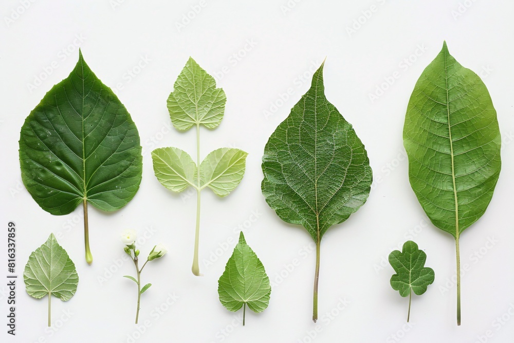 Botanical Illustration Showcasing Various Leaf Species
