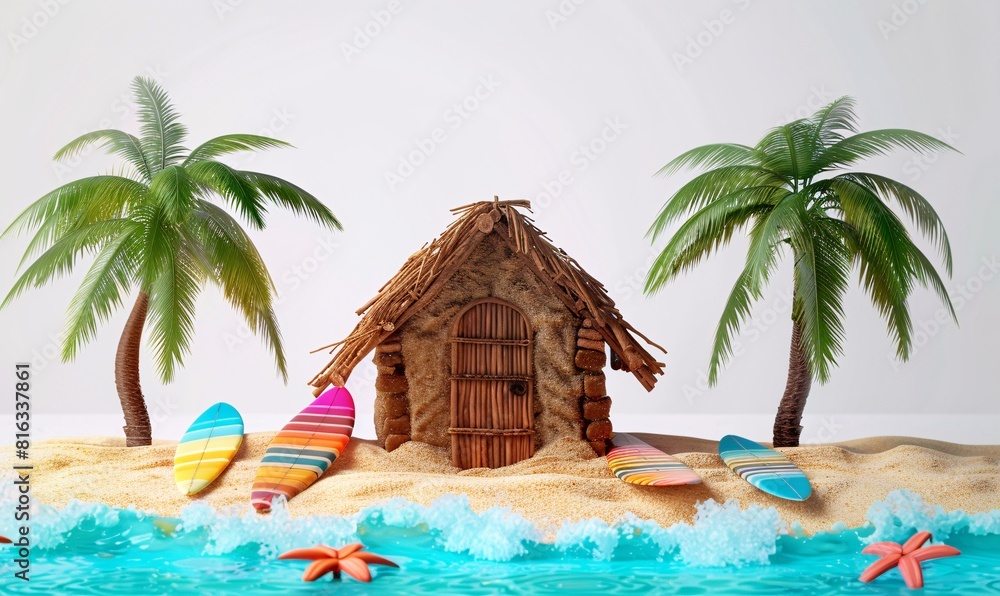 Handcrafted Beach-themed Diorama Set