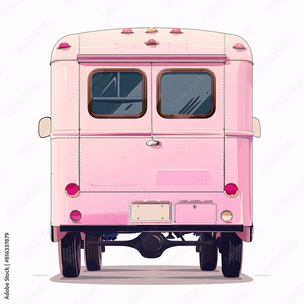 Pink Van with Two Windows
