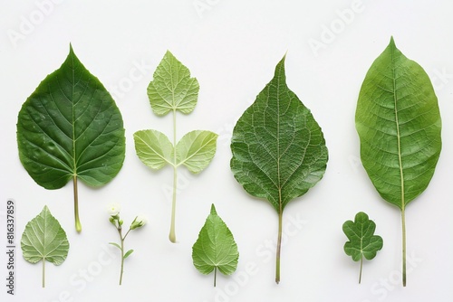 Obraz na płótnie Botanical Illustration Showcasing Various Leaf Species w salonie