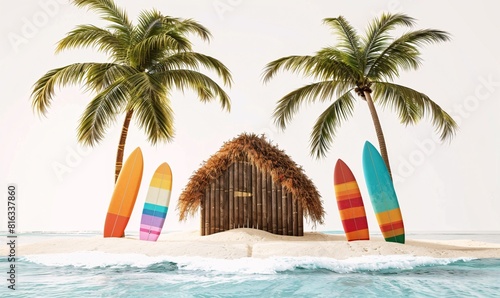 Hawaiian Hideaway with Colorful Surfboards
