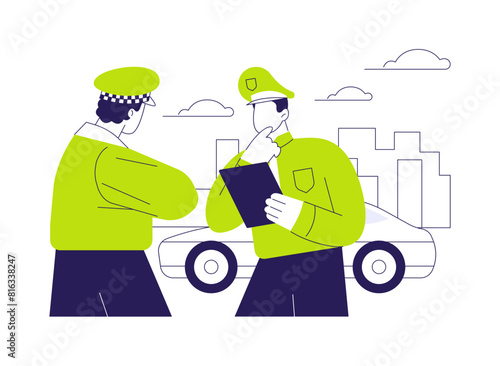 Police patrol car abstract concept vector illustration.