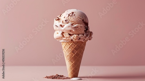 A closeup of Rocky road ice cream