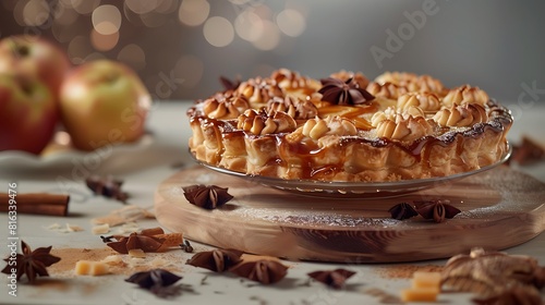 A closeup of Salted caramel apple pie photo