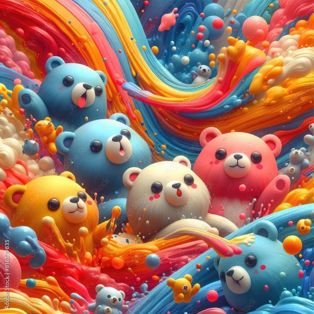 Warm Embrace: Cute Bear Painting with Oil Paint Warm Embrace: Cute Bear Painting with Oil Paint