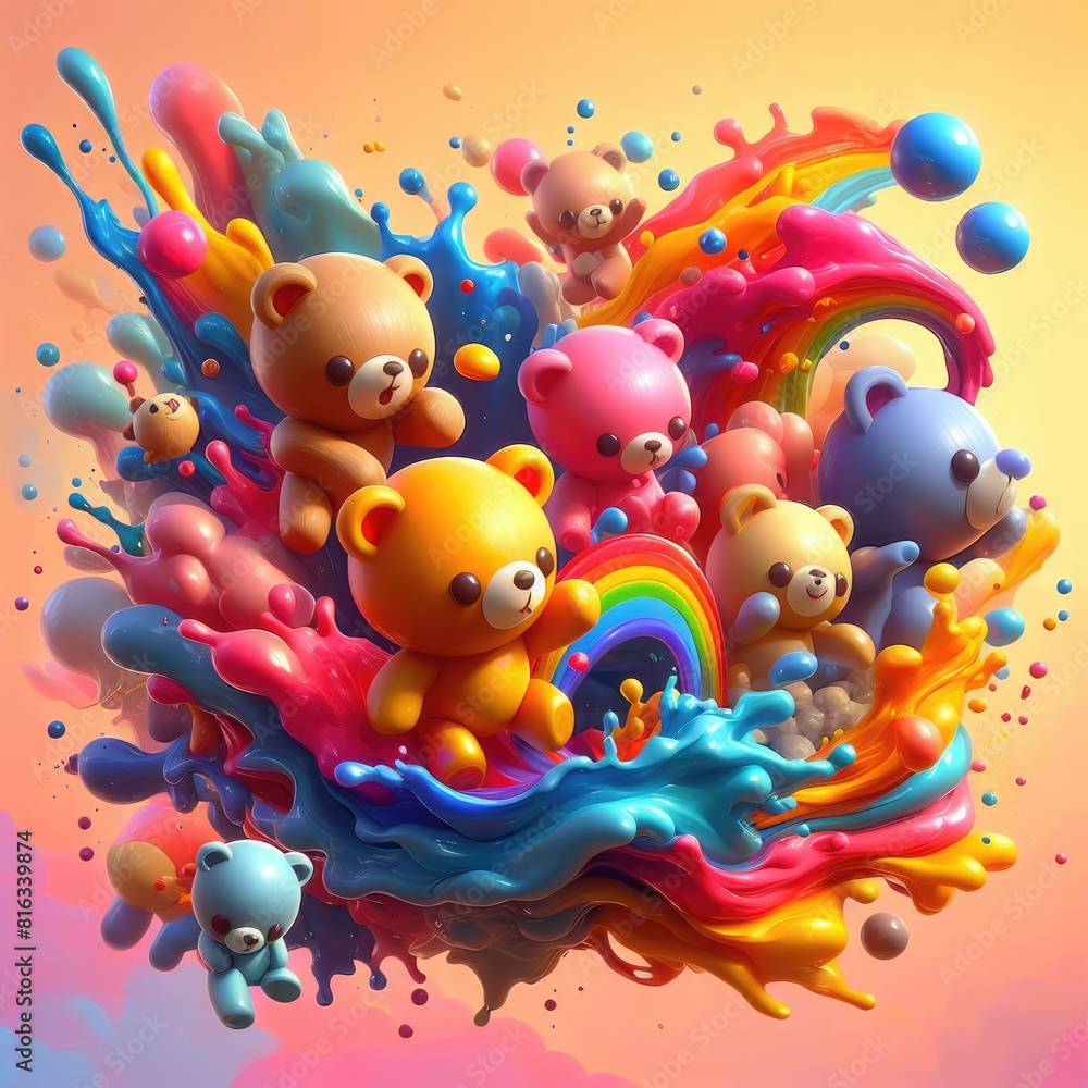 Warm Embrace: Cute Bear Painting with Oil Paint Warm Embrace: Cute Bear Painting with Oil Paint