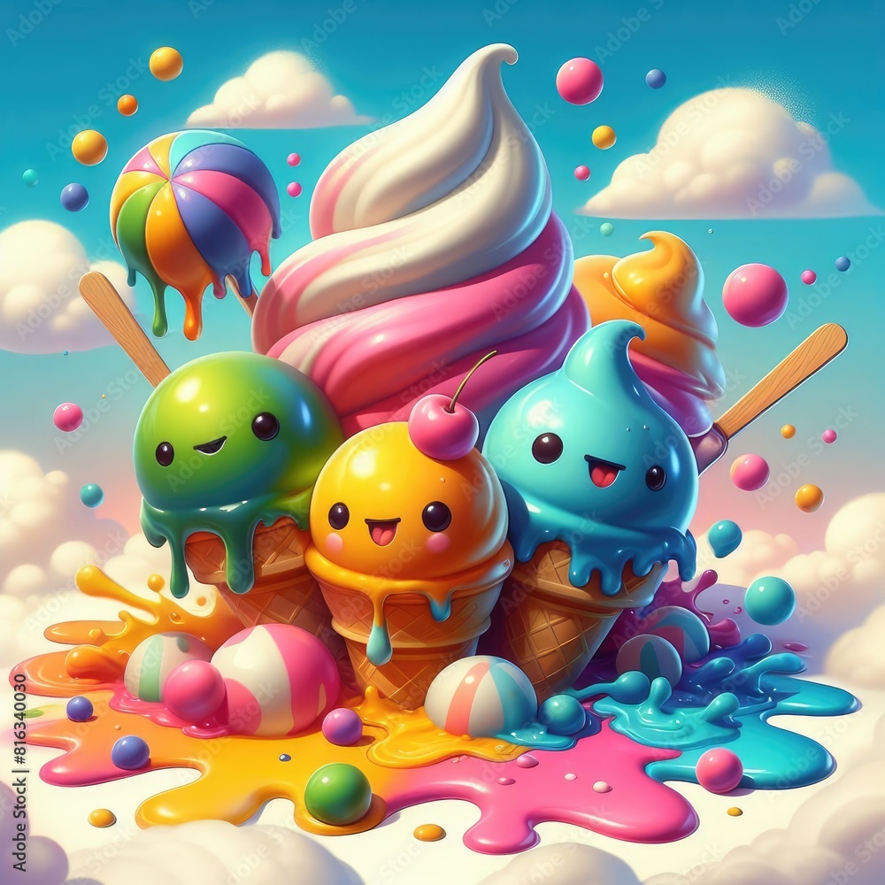 Sweet Touch: Oil Painted Ice Cream Background Sweet Touch: Oil Painted Ice Cream Background