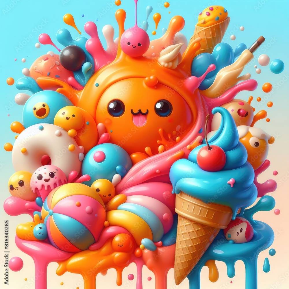 Sweet Touch: Oil Painted Ice Cream Background Sweet Touch: Oil Painted Ice Cream Background