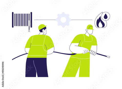Fire hose abstract concept vector illustration.