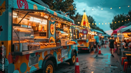 City Festival Food Truck: Selective Focus on Delicious Treats photo