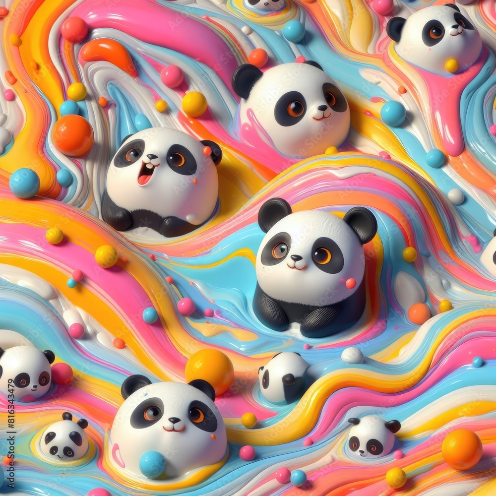 Panda-Themed Background Using Oil Paints Panda-Themed Background Using Oil Paints