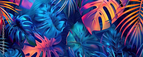 A colorful illustrated banner of tropical foliage. The background is suitable for a website header.