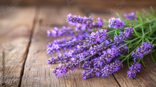 Lovely Lavender on Rustic Wood Background