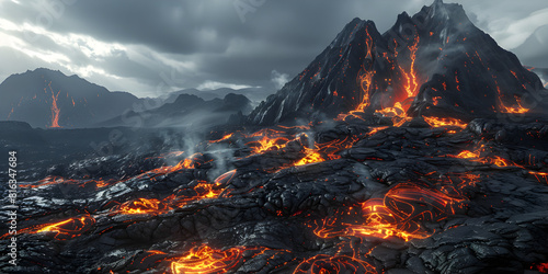 Asteroid surface with mysterious glowing cracks or fissures created .