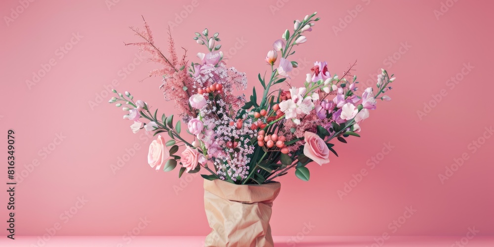 pink flower bouquet arrangement gift, ai pink flower bouquet arrangement gift, ai