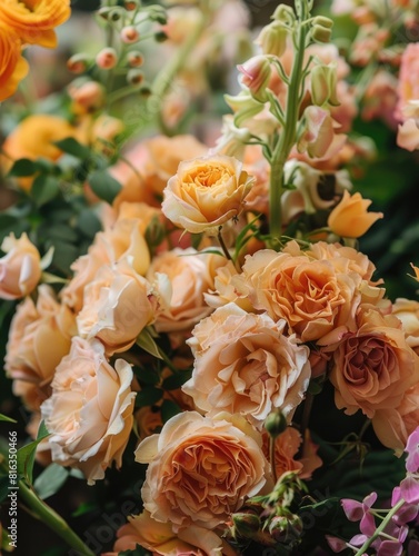 peach color flower bouquet arrangement, ai