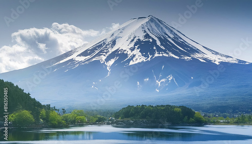 Great view point for shooting of lake an fujiyama valcano, AI generative photo