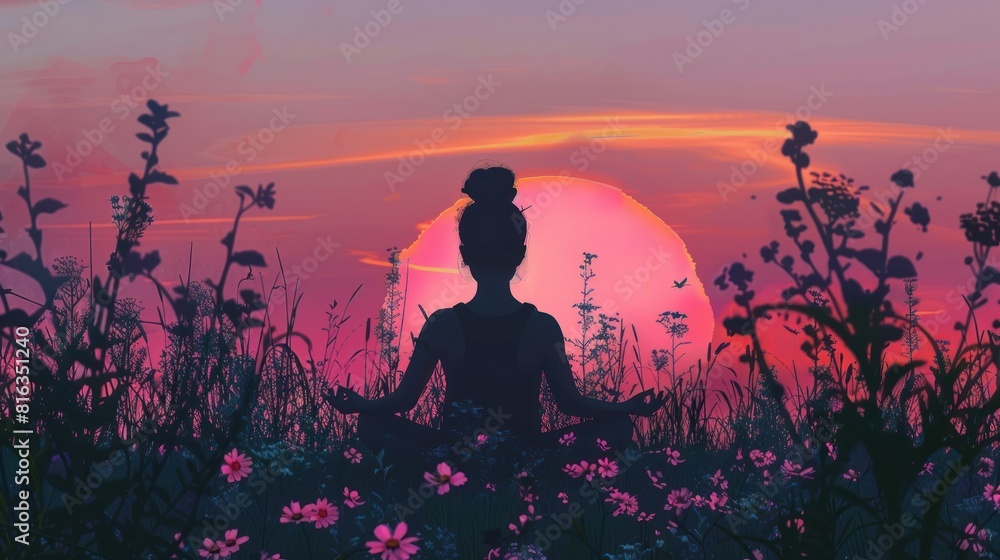 meditation, calm. woman practicing yoga at sunset, meditation, calm. woman practicing yoga at sunset,