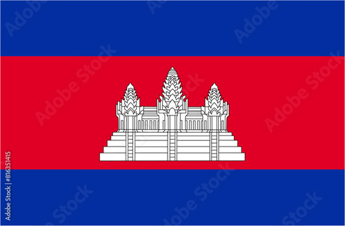 Cambodia official flag vector with standard size and proportion. National flag emblem with accurate size and colors.