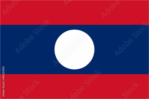 Laos official flag vector with standard size and proportion. National flag emblem with accurate size and colors.