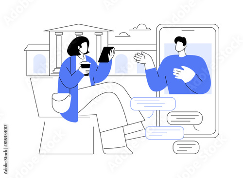 Online socialization isolated cartoon vector illustrations.