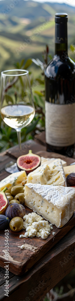 A delightful picnic with a variety of goat cheese, served with figs and wine, overlooking the French countryside. A delightful picnic with a variety of goat cheese, served with figs and wine, overlooking the French countryside.