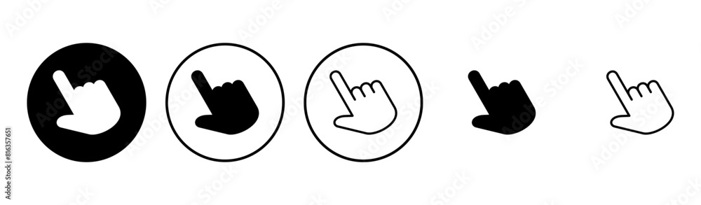 Hand cursor icon set. click icon vector. hand click. pointer Hand cursor icon set. click icon vector. hand click. pointer