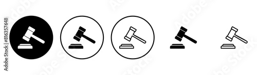 Gavel icon set. judge gavel icon vector. law icon vector. auction hammer