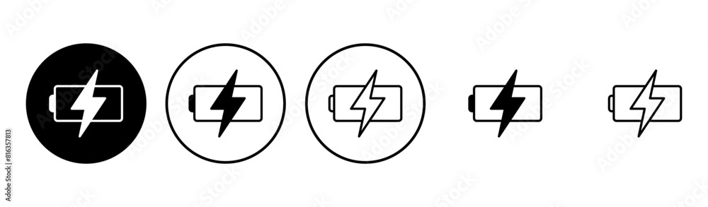 Battery icon set. battery charge level. battery charging icon Battery icon set. battery charge level. battery charging icon