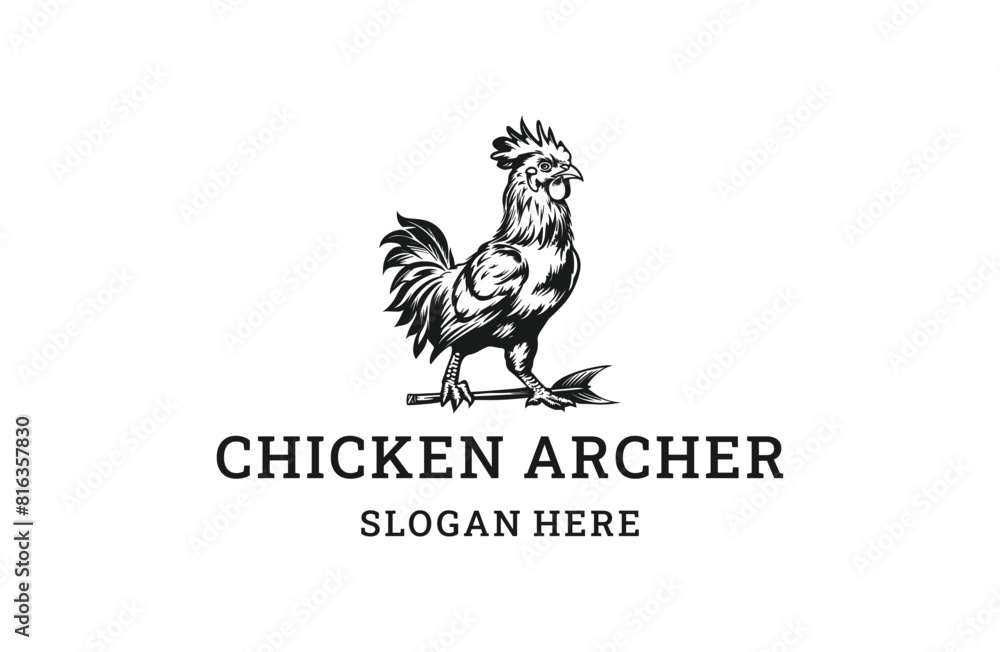 Obraz premium Chicken archer logo icon design template vector illustration