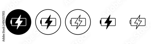 Battery icon set. battery charge level. battery charging icon