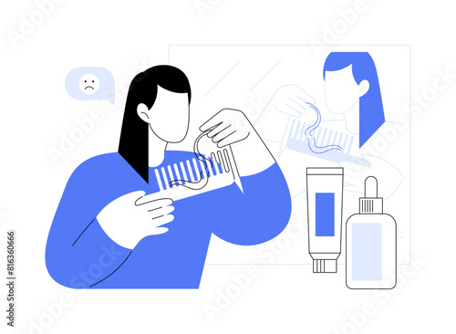 Falling hair isolated cartoon vector illustrations.