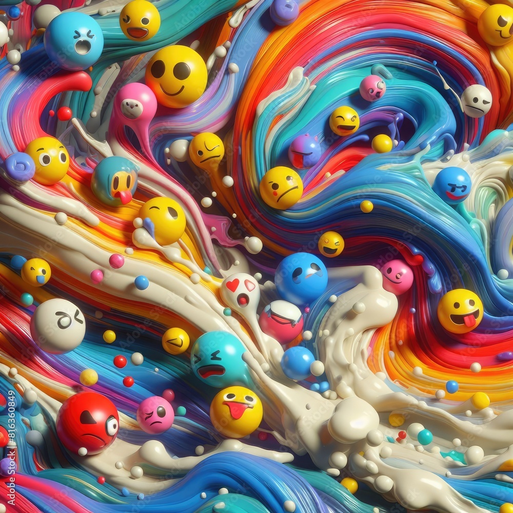 Child-Friendly Background: Cute Emoticons with Oil Paint Child-Friendly Background: Cute Emoticons with Oil Paint