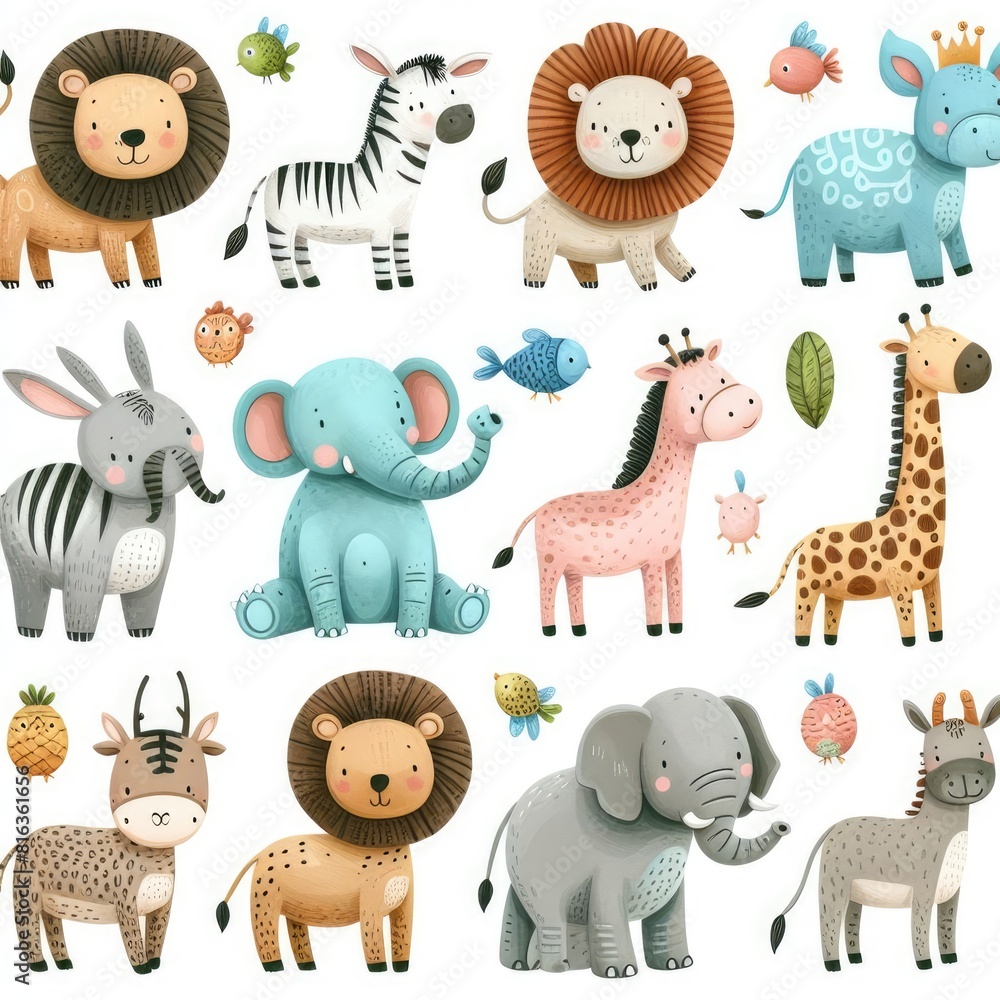 Cartoon Zoo Animals: Child-Friendly Cartoon Zoo Animals: Child-Friendly