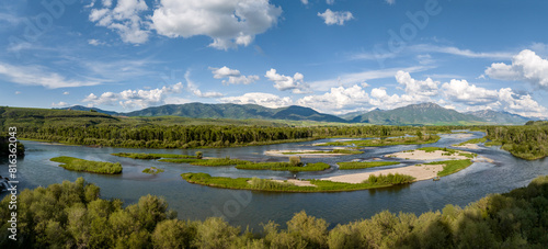 Fototapeta Naklejka Na Ścianę i Meble -  Aerial panoramic view of Fall Creek Falls, Swan Valley, Idaho, June 28, 2023