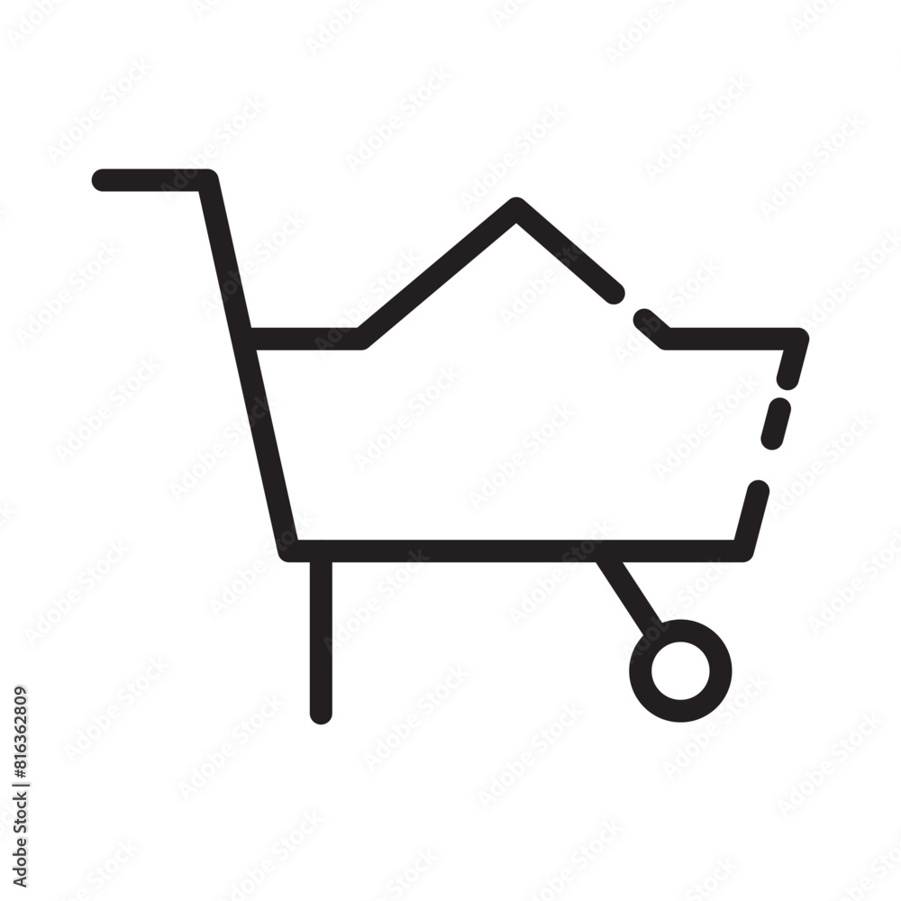 Full Wheelbarrow Tool Line Icon Full Wheelbarrow Tool Line Icon