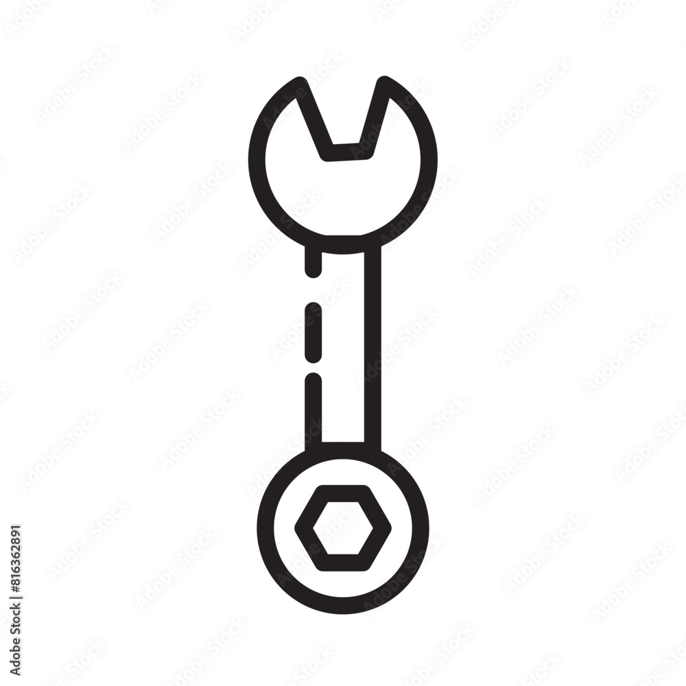Repair Tool Wrench Line Icon Repair Tool Wrench Line Icon