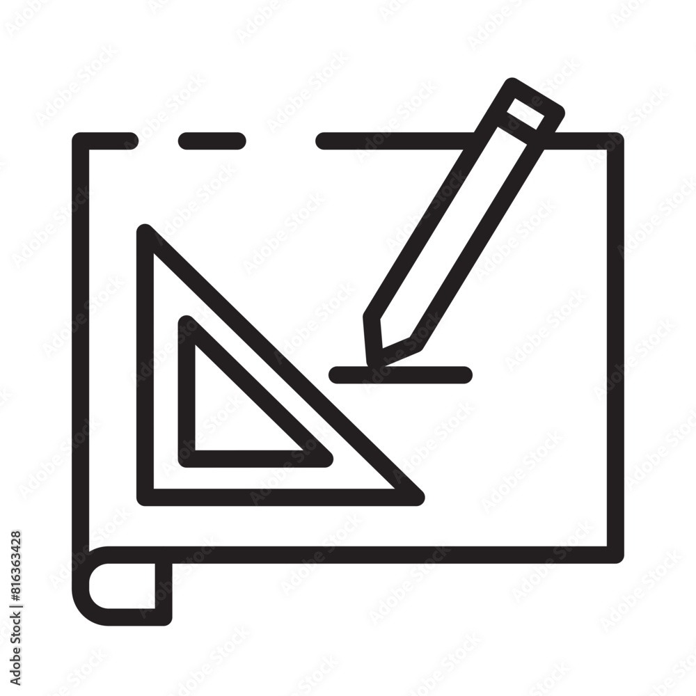 Building Construction Plans Line Icon Building Construction Plans Line Icon
